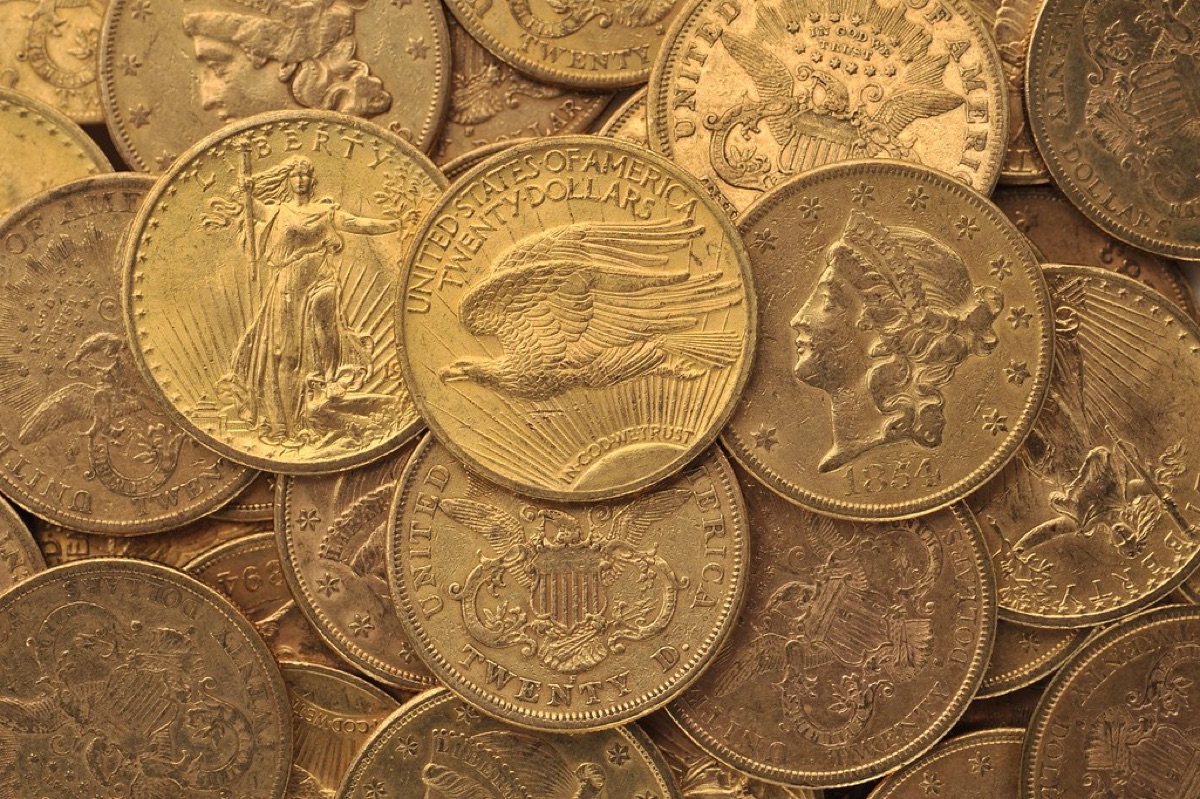 Pile of old American gold coins